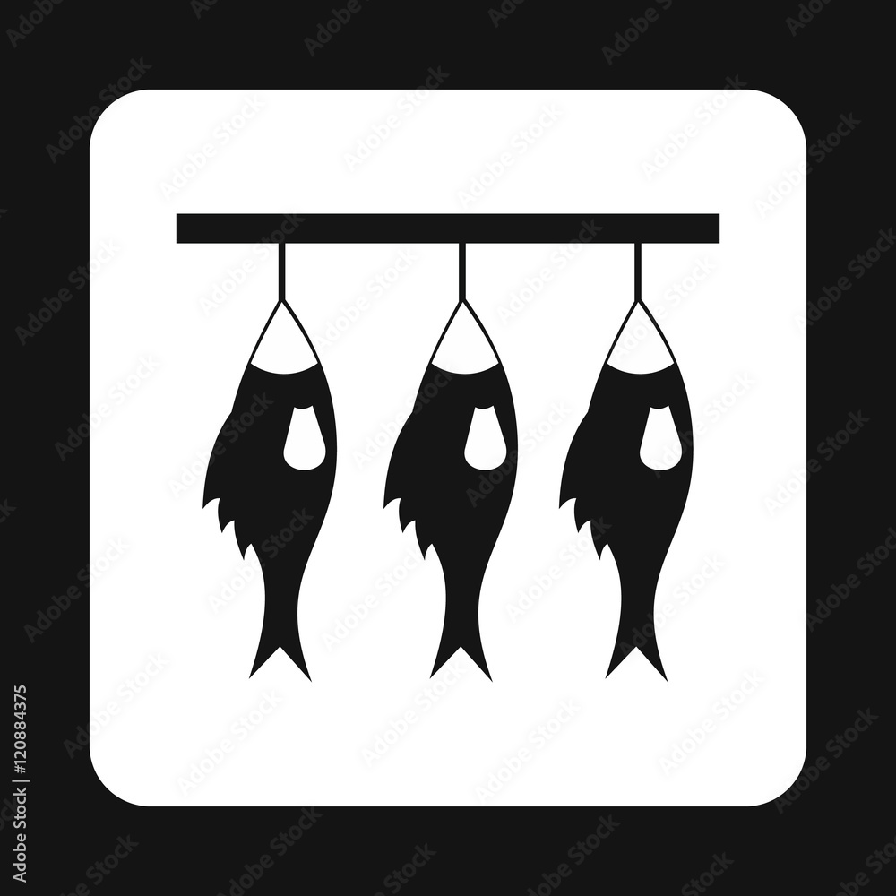 Smoked fish icon in simple style isolated on white background. Food symbol vector illustration Smoked fish icon in simple style isolated on white background. Food symbol vector illustration