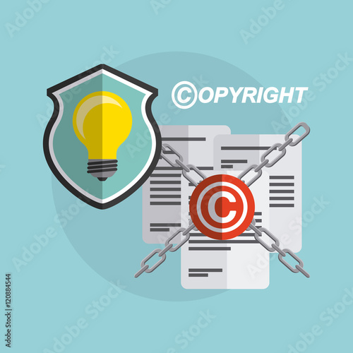 copyright set flat icons vector illustration design