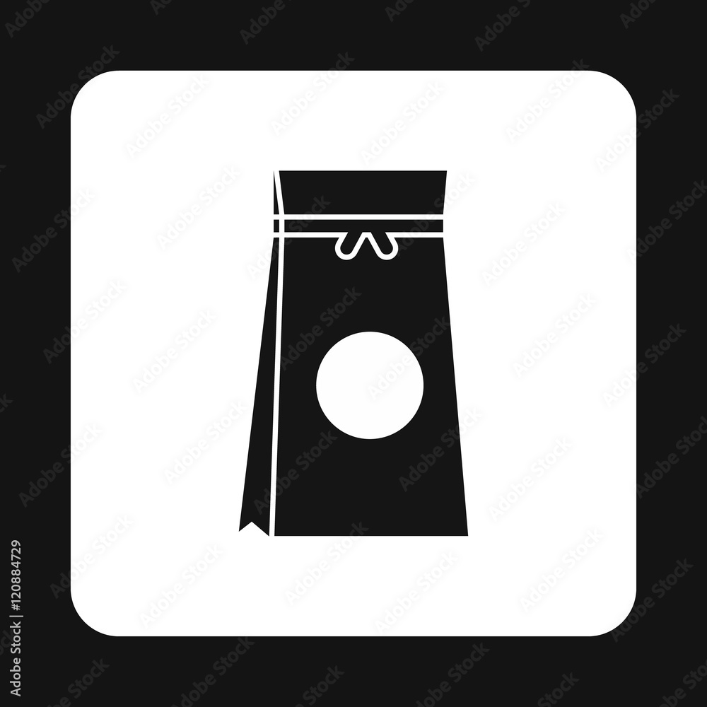 Package with coffee icon in simple style isolated on white background. Packaging symbol vector illustration Package with coffee icon in simple style isolated on white background. Packaging symbol vector illustration