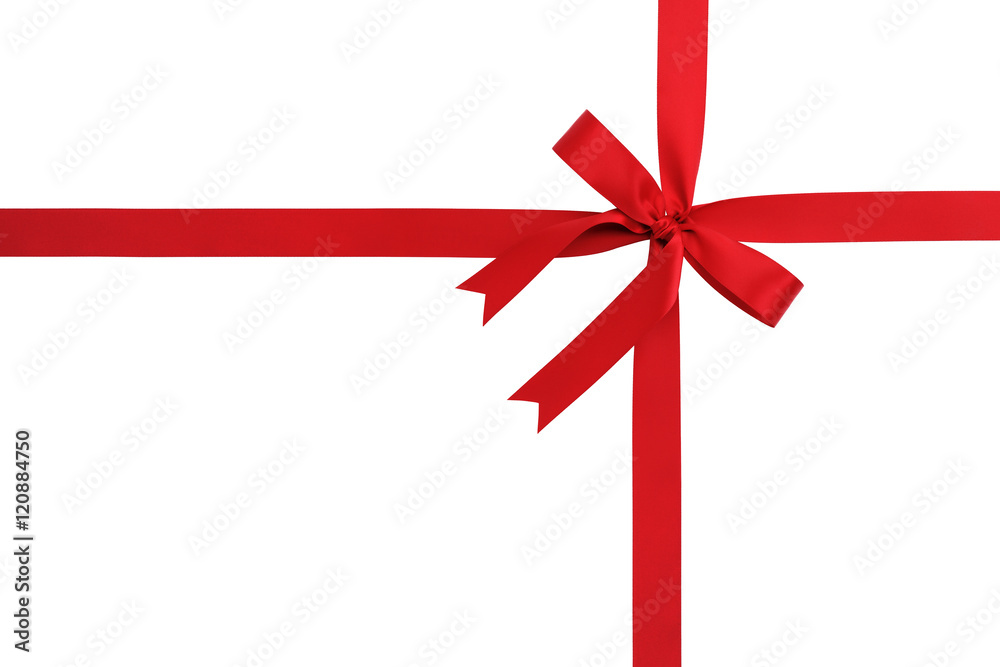 red ribbons with bow with tails isolated on white