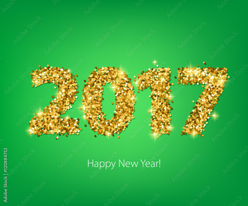 Golden glow 2017 new year vector illustration. Golden glow 2017 new year vector illustration.