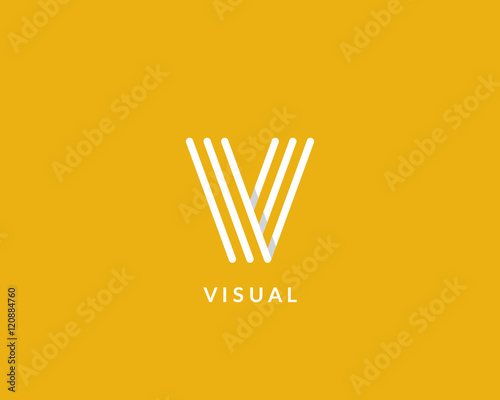 Letter "V" logo monogram. Creative line art design. Eps10 Vector line logotype.