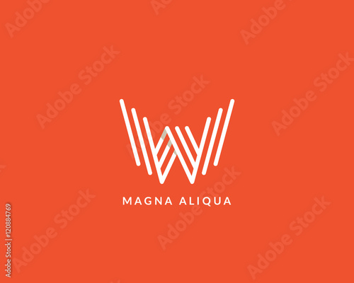 Letter "W" logo monogram. Creative line art design. Eps10 Vector line logotype.