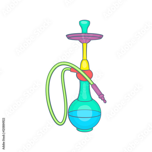 Colorful smoke hookah icon in cartoon style isolated on white background vector illustration