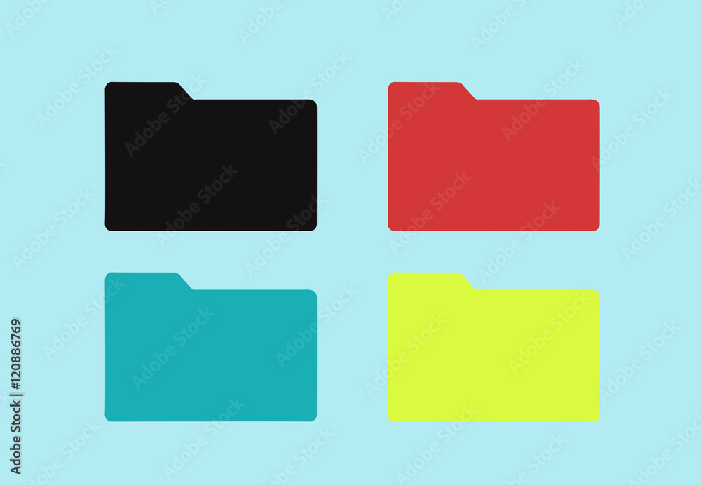 Vector folders icons on flat background Vector folders icons on flat background