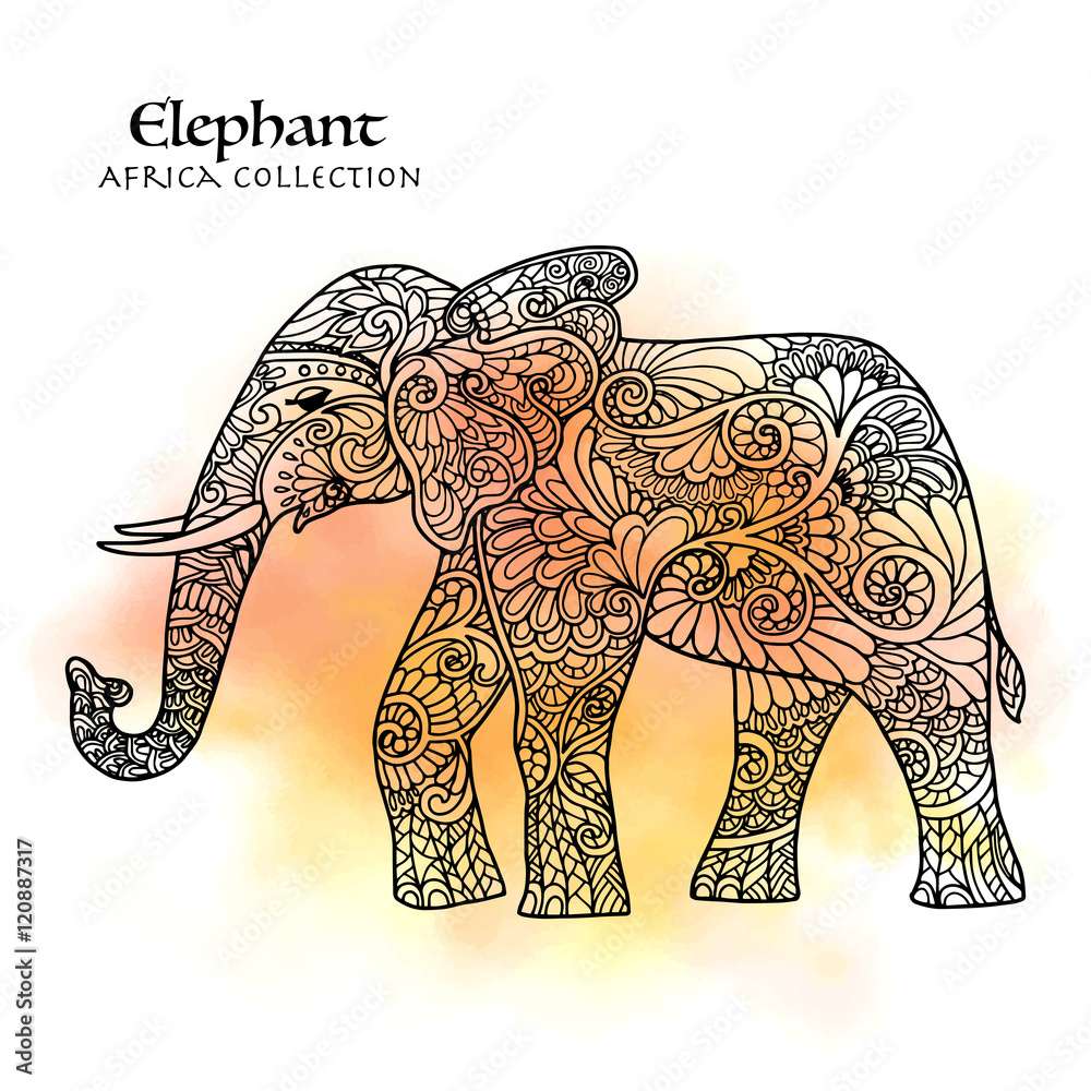 Fototapeta premium Decorative patterned elephant