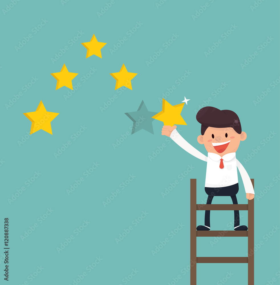 Obraz premium Businessman giving five star rating vector