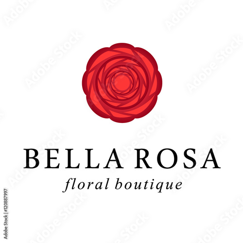 Beautiful logo with a red rose for flower shop or beauty salon