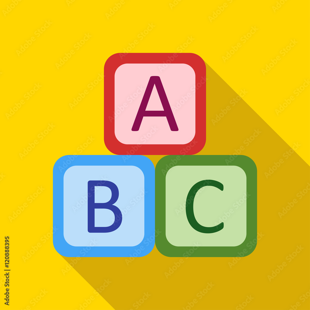 Children's toy cubes with letters on a yellow background Children's toy cubes with letters on a yellow background