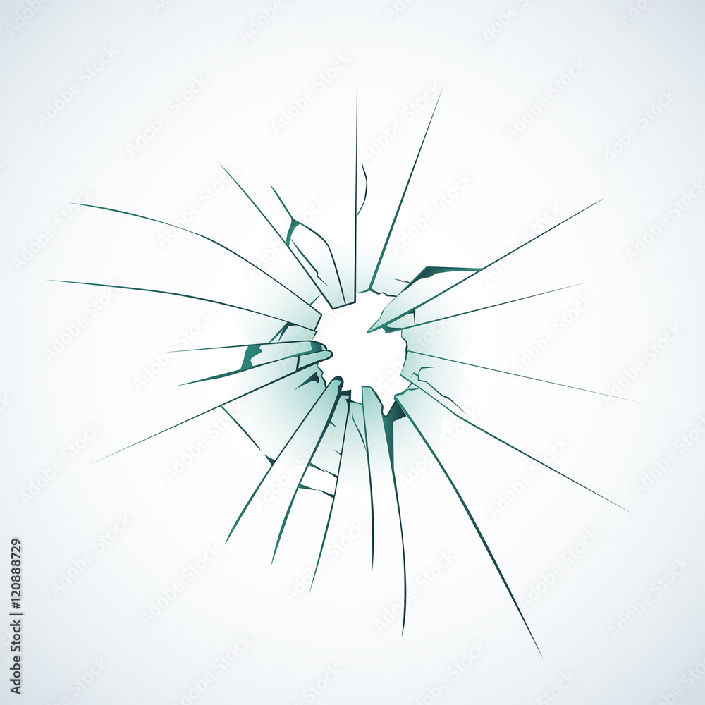 Obraz premium Broken frosted window pane or front door glass background decorative realistic daylight design vector illustration