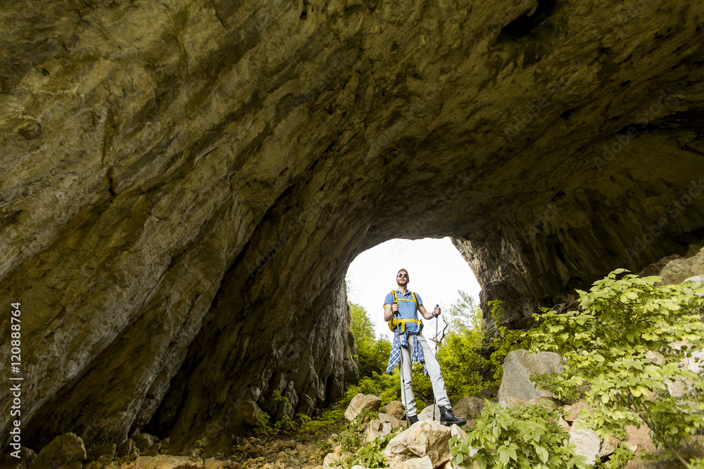 Young man hiking