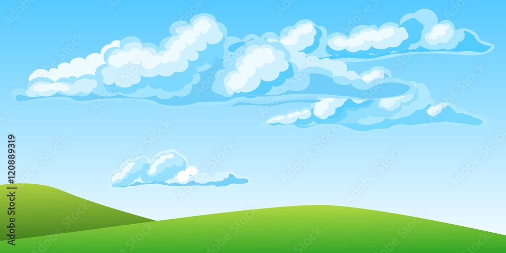 Summer landscape with beautiful clouds