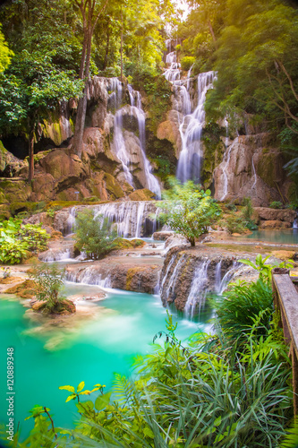 Fototapeta Naklejka Na Ścianę i Meble -  Tat Kuang Si Waterfalls at Luang prabang, Laos.