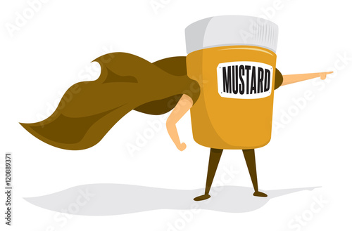 Mustard super hero standing with cape