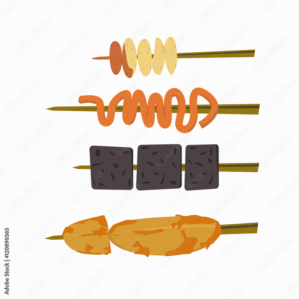 Filipino street foods isolated on white background Stock Vector | Adobe