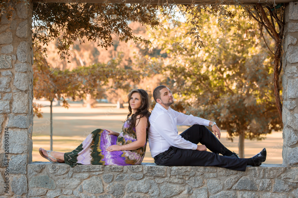 Beautiful, happy pregnant couple in park Beautiful, happy pregnant couple in park