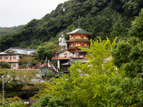 View of Chogosonshiji Buddhist temple on Mount Shigi  Japan