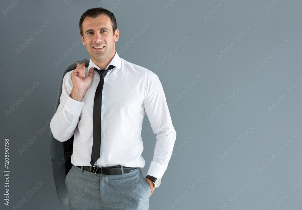 Male model posing with jacket over should Male model posing with jacket over should