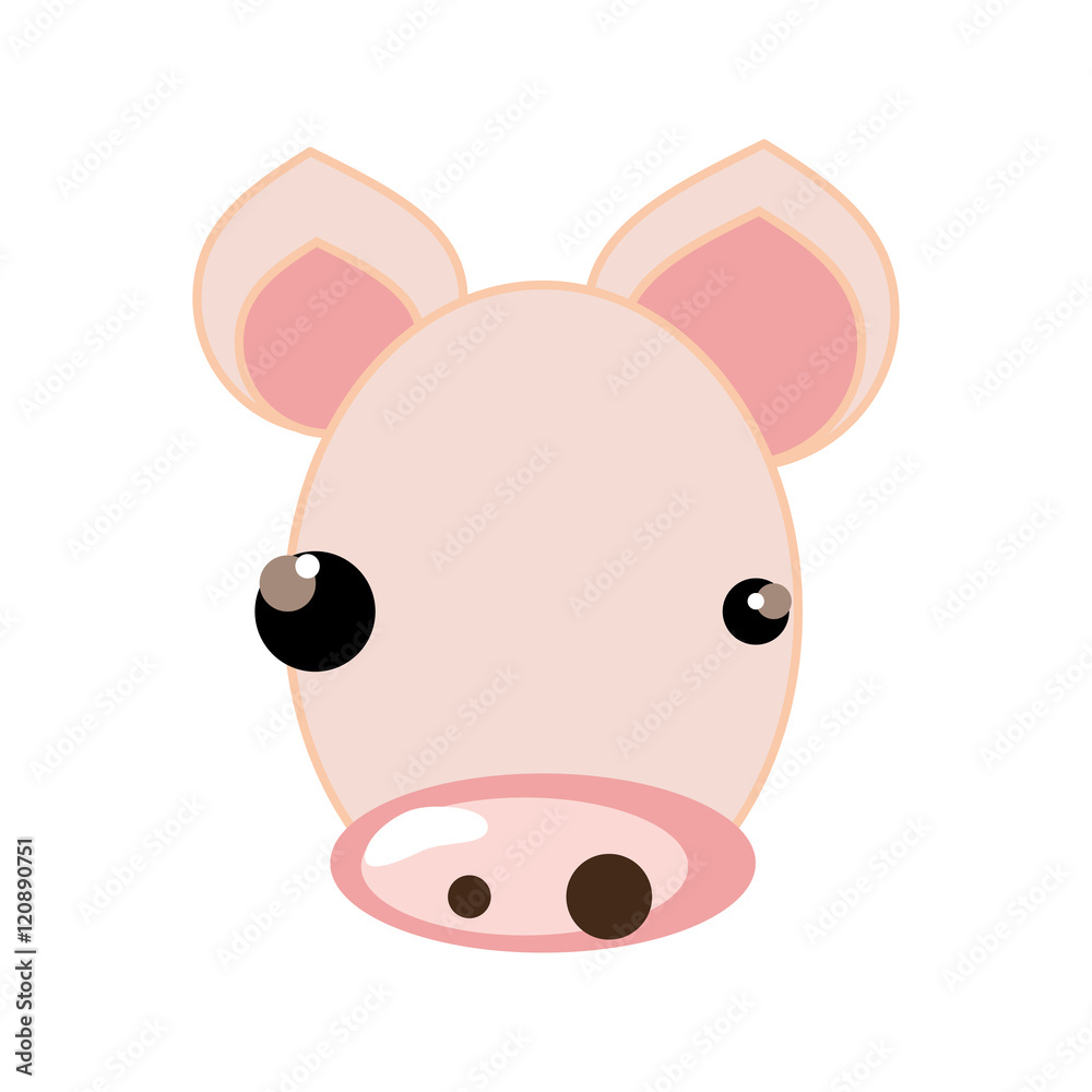 pig face with pink nose and black eyes. animal cartoon. vector illustration  Stock Vector | Adobe Stock