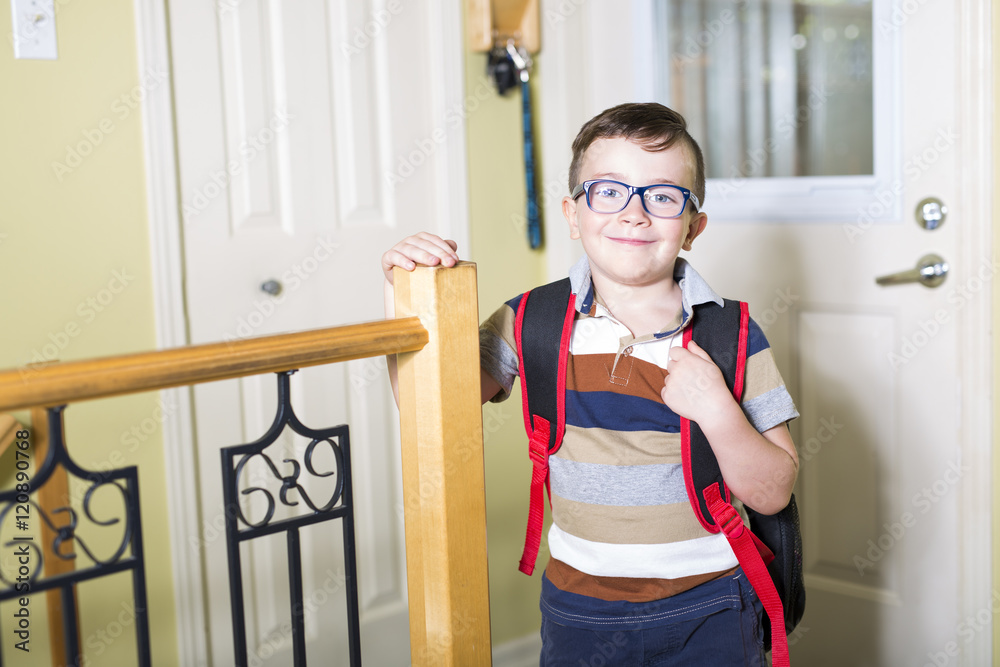 Cute 6 year old Caucasian boy inside home preschool Cute 6 year old Caucasian boy inside home preschool