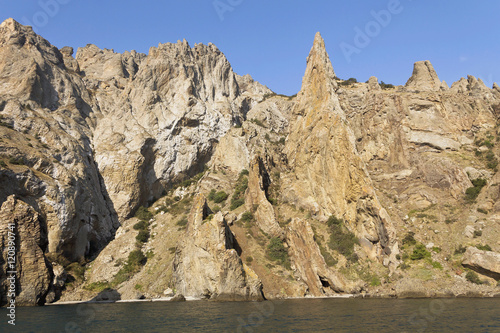 Bizarre rocks of Kara-Dag.On the coast of the Black sea.Crimea.