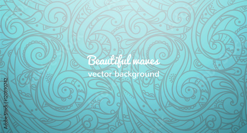 Seamless sea vector blue wave line pattern, sea background