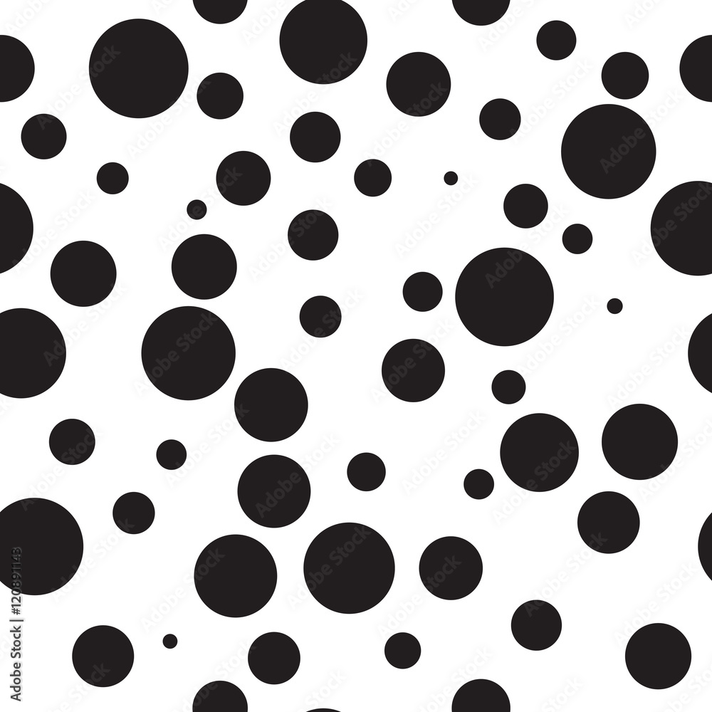 Vector seamless pattern. Modern stylish texture. Black circles