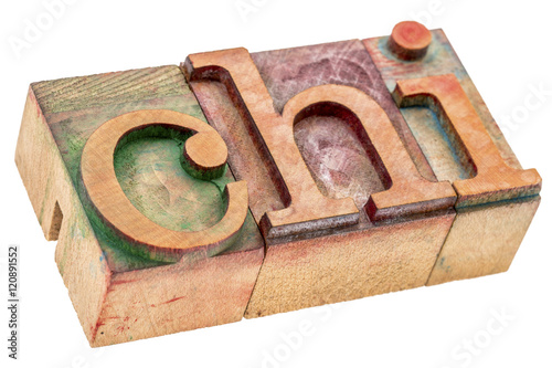 chi word abstract in wood type