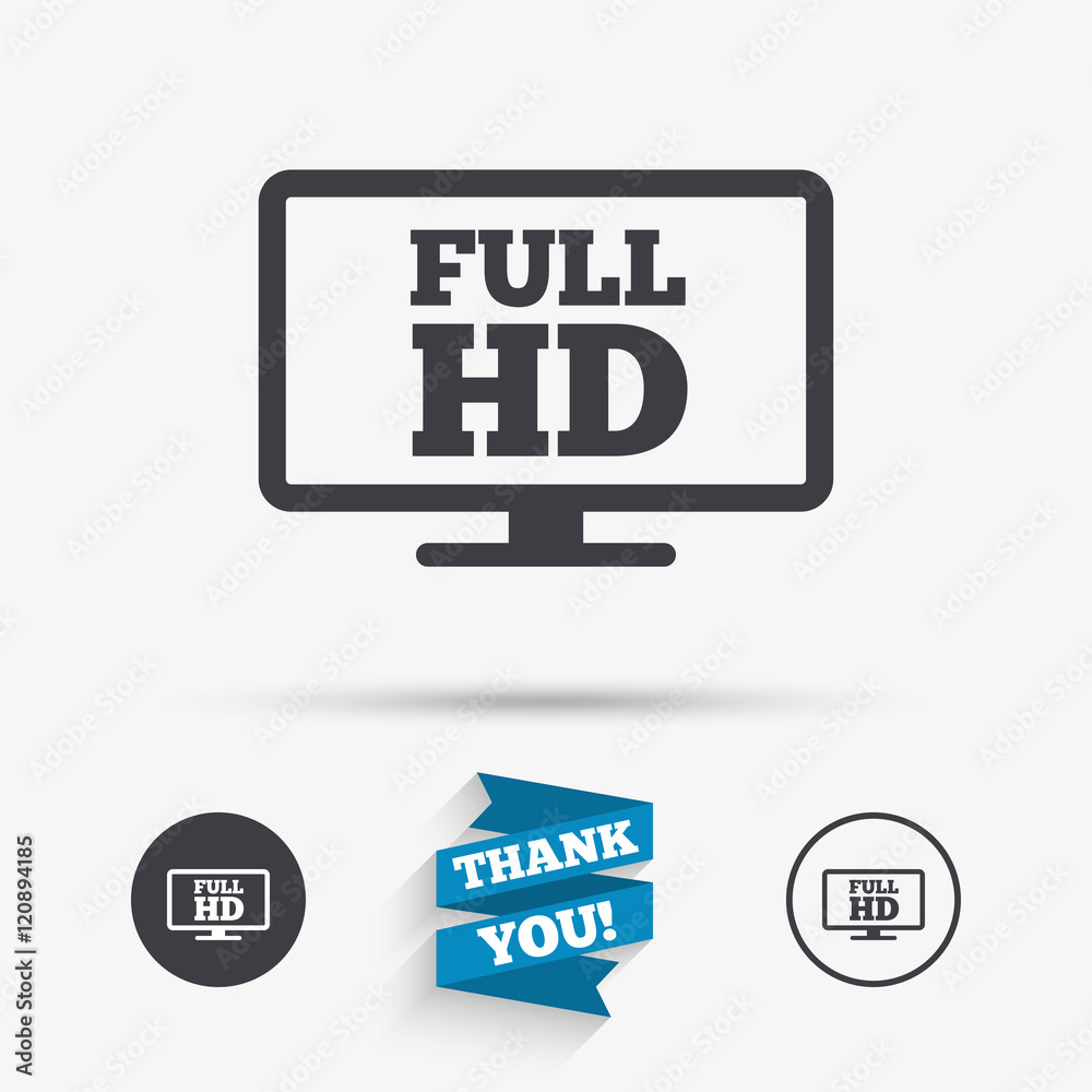 Full hd widescreen tv. High-definition symbol. Full hd widescreen tv. High-definition symbol.