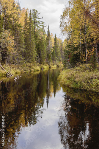On September Mekhrenga River in the Arkhangelsk region of Russia 
