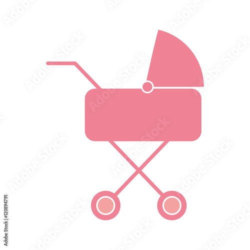 baby pink carriage. newborn stroller object. vector illustration