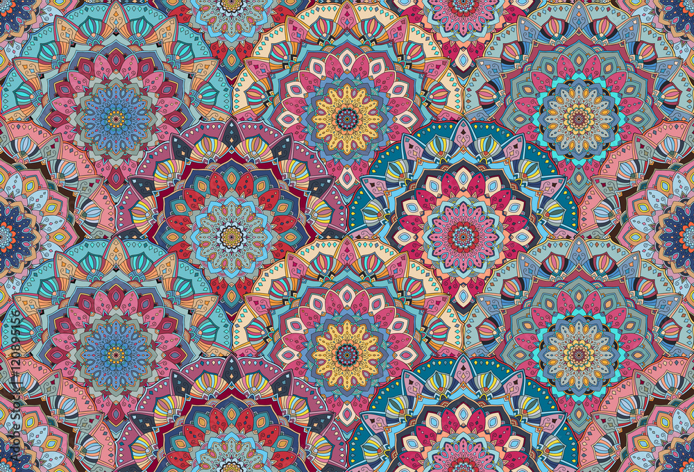 Scales pattern flower mandalas pink blue