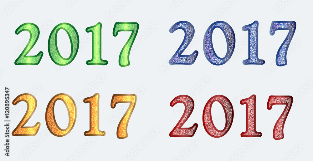 Set  2017 in different bright versions