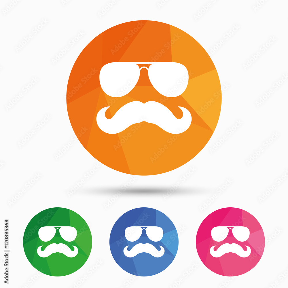 Mustache and Glasses sign icon. Hipster symbol.