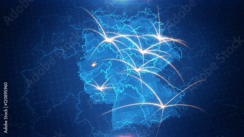 Map of the Germany with the animated background.