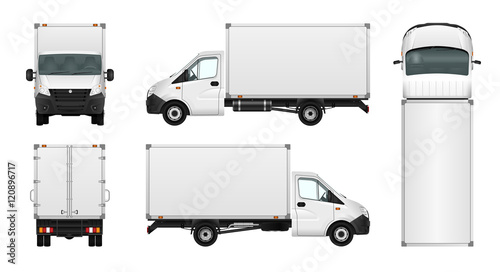 Cargo van vector illustration on white. City commercial minibus photo