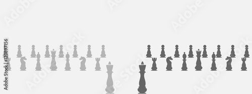 Black and white chess pieces. Vector