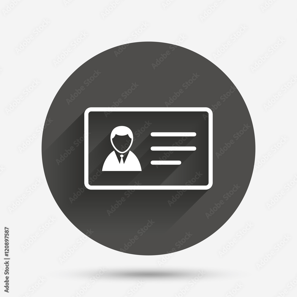 ID card sign icon. Identity card badge symbol. ID card sign icon. Identity card badge symbol.