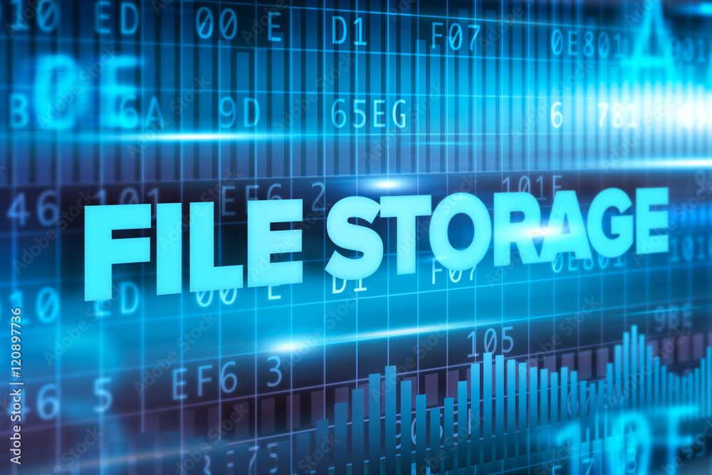 File storage abstract concept blue text blue background