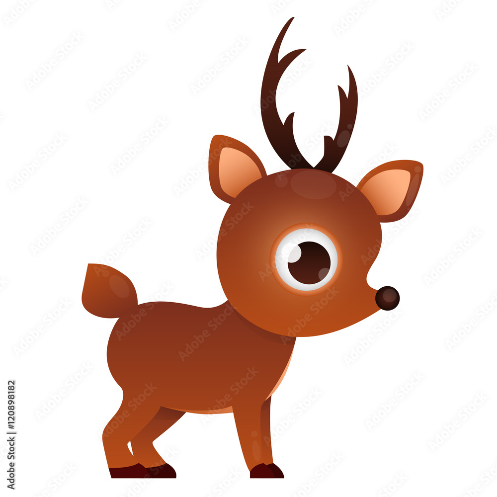 Fototapeta premium Cute deer isolated on white background. Game Design. Vector illustration