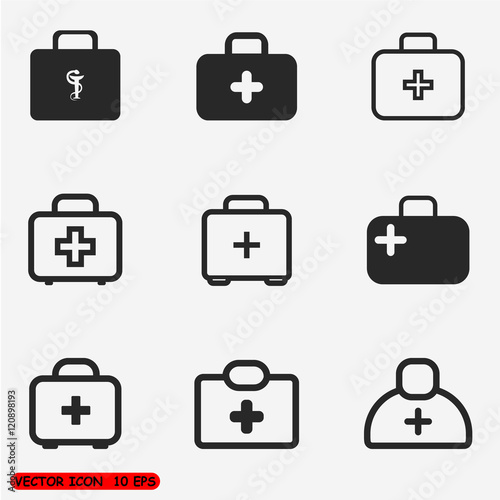 Medical case sign icons set