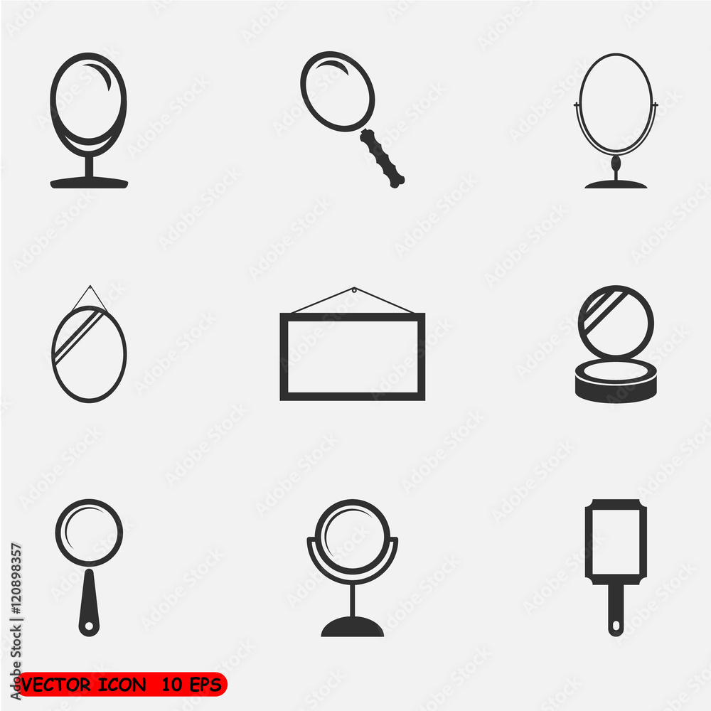 Vector mirrors icons set Vector mirrors icons set