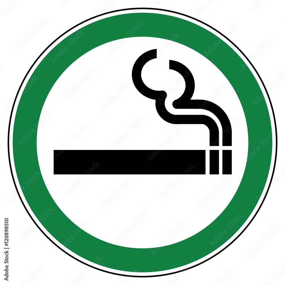 srg1 SignRoundGreen - German - ez1 ErlaubnisZeichen: Rauchen erlaubt - english - allowed sign ...
