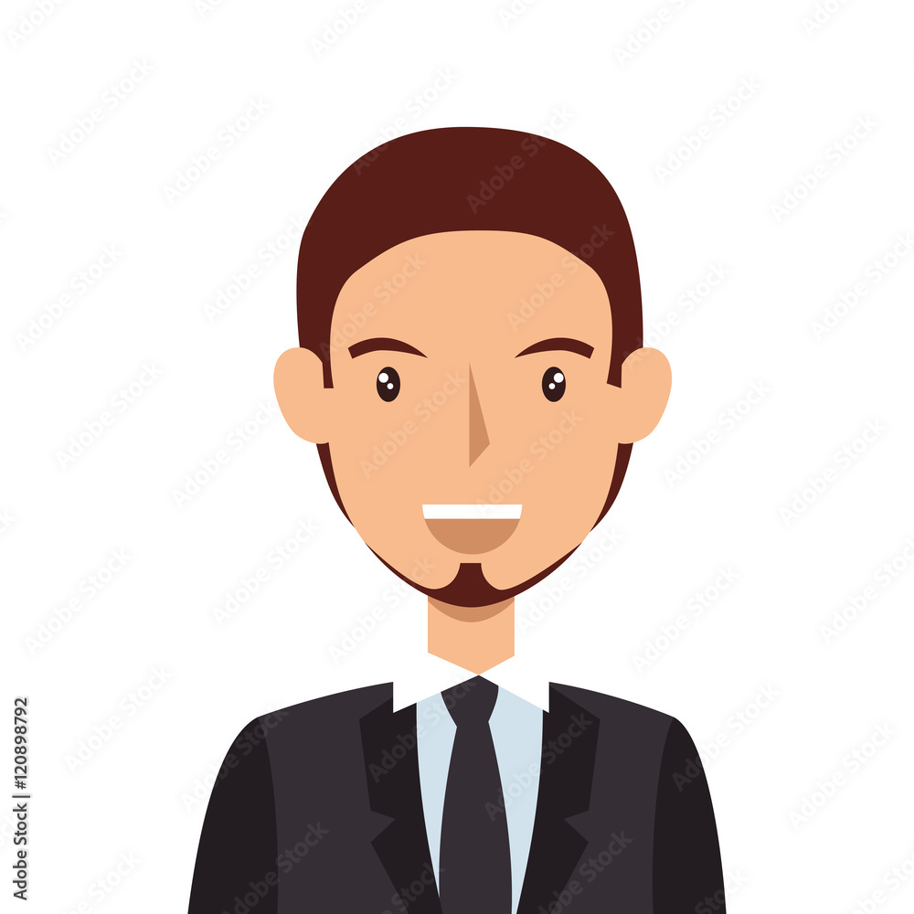 avatar man face smiling cartoon. wearing suit and tie. vector illustration
