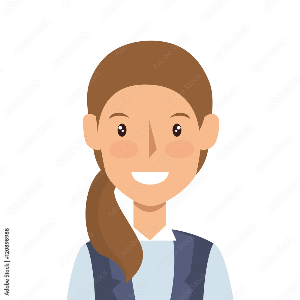 avatar woman face smiling cartoon wearing suit. female person. vector illustration avatar woman face smiling cartoon wearing suit. female person. vector illustration