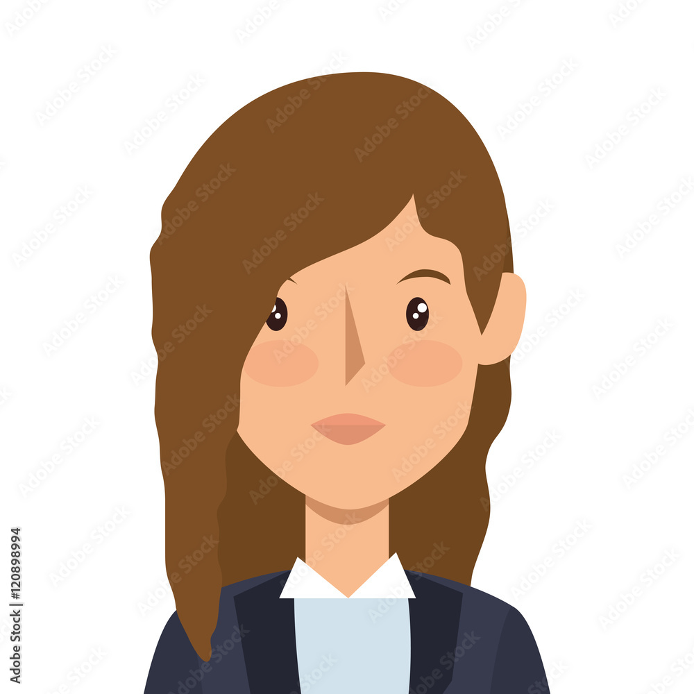 avatar woman cartoon wearing suit. female person. vector illustration