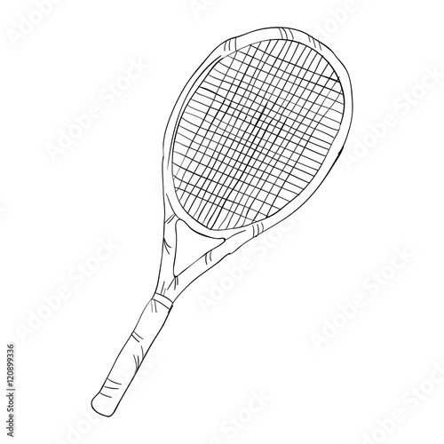 tennis racket sport game equipment. drawn design. vector illustration © Gstudio