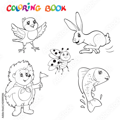 Black and white line art drawings animals collection, you can use like coloring book for adults. Coloring book or page