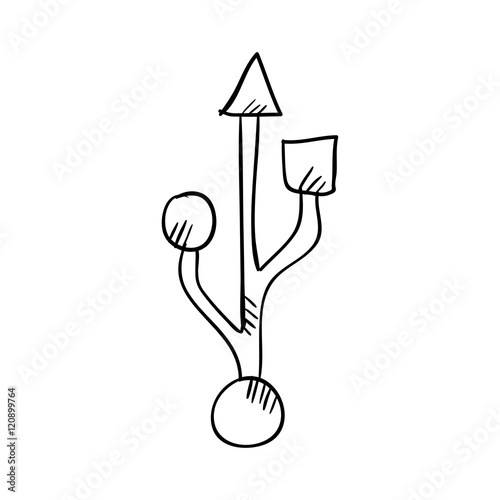 usb symbol. flash drive data storage. drawn design vector illustration