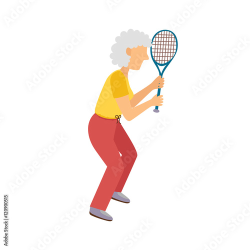 Vector cartoon active old woman